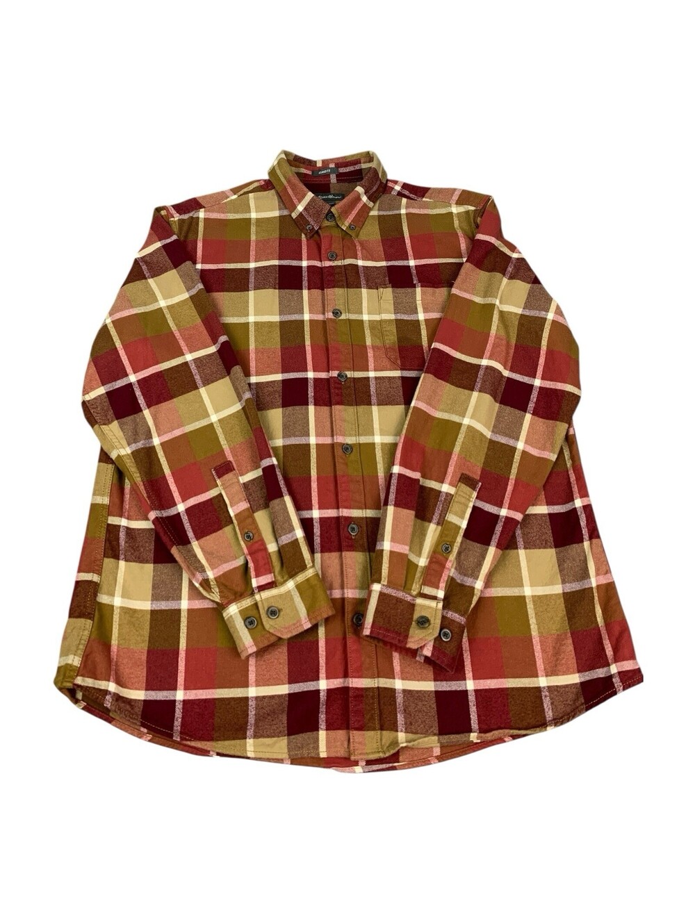 Eddie Bauer Long Sleeve Shirt, Relaxed Fit, Plaid Flannel, Men’s Size Large